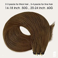 Full Shine Hand Tied Hair Extensions Human Hair Color Medium Brown Human Hair Weft Double Weft Sew Human Hair Genius Weft Hair E