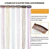 6 Colors Clip In Hair Tinsel 236 Inch Fairy Hair Tinsel Clip In Tinsel Hair Extensions Kit Glitter Hair Tensile Clip In On Spa