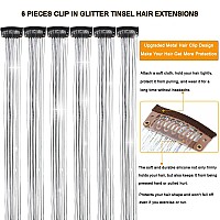 6 Pieces Clip In Hair Tinsel Heat Resistant 236 Inch Fairy Hair Tinsel Kit Clip In Tinsel Hair Extensions Glitter Hair Tensile