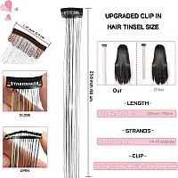 6 Pieces Clip In Hair Tinsel Heat Resistant 236 Inch Fairy Hair Tinsel Kit Clip In Tinsel Hair Extensions Glitter Hair Tensile