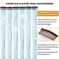 6 Pieces Clip In Hair Tinsel Heat Resistant 236 Inch Fairy Hair Tinsel Kit Clip In Tinsel Hair Extensions Glitter Hair Tensile