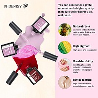 Phoenixy 24 Pcs Gel Nail Polish Set Gel Nail Polish Kit With Base Gloss Matte Top Coat White Nude Pink Red Nail Polish Set Nail