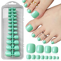 Loveourhome 240Pc Colored Press On Toenails Full Cover Fake Toe Nails Glossy Short Square False Toenails Artificial Pedicure Tip