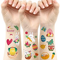 Aresvns Easter Temporary Tattoos For Kidseaster Party Supplies Easter Decorations 12 Sheets Bunny Egg Rabbit Flower Butterfli