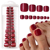 Loveourhome 240Pc Glossy False Toe Nails Colored Full Cover Press On Toenails Short Square Fake Toenails Artificial Pedicure Tip