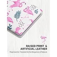 Omiro 1X3X Magnifying Mirror Unique Painting Compact Mirror With Classical Pu Leather Pink Flamingos