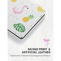 Omiro 1X3X Magnifying Mirror Unique Painting Compact Mirror With Classical Pu Leather Flamingo And Tropical Print