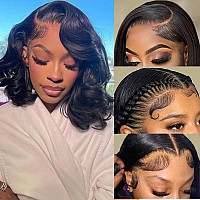 Srakuw 13X4 Bob Wig Human Hair Lace Front Wigs For Black Women Pre Plucked 180 Density Glueless Wigs Human Hair Loose Body Wave