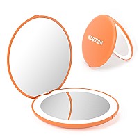 Wobsion Travel Makeup Mirror With Light 1X10X Compact Magnifying Mirrorhandheld 2Sided Pocket Mirrorled Small Mirror For Pu