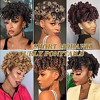 Aisaide Curly Mohawk Wig Deep Short Curly Grey Mohawk Ponytails With Bangs For Black Womensynthetic Gray Afro Curly Mohawk Hair