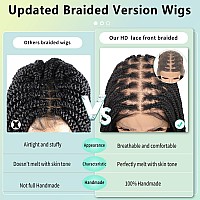 Fecihor 36 Inch 13X8 Hd Lace Front Knotless Braided Wigs For Women Box Braid Wig With Baby Hair Human Hair Blended Lace Black Br