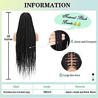 Fecihor 36 Inch 13X8 Hd Lace Front Knotless Braided Wigs For Women Box Braid Wig With Baby Hair Human Hair Blended Lace Black Br