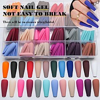 Addfavor 576Pcs Press On Nails Long Coffin Fake Nails Full Cover Matte Ballerina Acrylic Artificial False Nail Tips 24 Colors 10