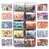 Addfavor 30 Roll Transfer Nail Foil Sticker Mandala Flower Printed Nail Foil Transfer Sheets Holographic Silver Golds Colorful D