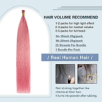 Sunya I Tip Hair Extensions Human Hair Hot Pink 20 Inch I Tip Hair Extensions Real Human Hair Cold Fusion Pre Bonded Pink I Tip