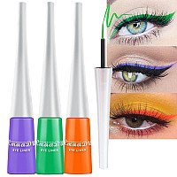 Haoya 3 Colors Liquid Eyeliner Set Purple Orange Green Colorful Liquid Eyeliner Pen Set Colored Eye Liners For Women Waterproo