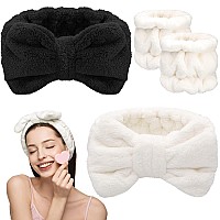 Chuangdi 4 Pcs Microfiber Headband Spa Wristbands And Wrist Bands For Washing Face Cuffs Towel Wristbands Hair Headband Face Was