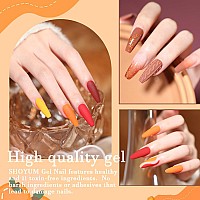 Shoyum Gel Nail Polish Set10 Colors Fall Yellow Orange Gold Glitter Pumpkin Dark Series Nail Gel Polish Starter Kit Soak Off Sa