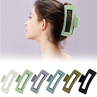 6 Pack Large Hair Clips For Women 5 Nonslip Square Jaw Clamps For Thick Long And Curly Hair With Strong Hold Dark Colors