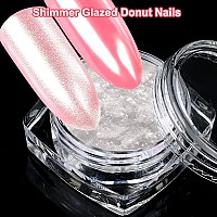 2 Boxes White Pearl Chrome Nail Powder Transparent Clear Ice Shimmer Chrome Pigment Powder For Nails Inspired Nails Mirror Ef