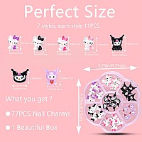 77 Pcs Nail Charms Owcath Kawaii Nail Charms Slime Charms 3D Nail Art Charms Flatback Resin Charms For Nail Art Decorations Su