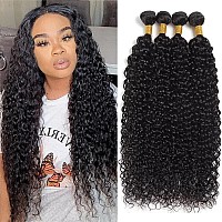 Human Hair Bundles Water Wave 4 Bundles 10 12 14 16 Inch 10A Brazilian Virgin Deep Curly Bundles 100 Unprocessed Wet And Wavy B