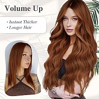 Morica Invisible Wire Hair Extensions 20 Inch Halo Hair Extensions Auburn Long Wavy Synthetic Hairpiece With Transparent Wire