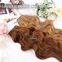 Morica Invisible Wire Hair Extensions 20 Inch Halo Hair Extensions Auburn Long Wavy Synthetic Hairpiece With Transparent Wire