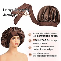 Yanibest Satin Bonnet Silk Bonnet For Sleeping Double Layer Satin Lined Black Hair Bonnet With Tie Band Bonnets For Women Natura