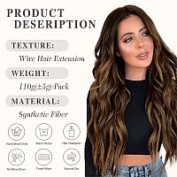 Morica Invisible Wire Hair Extensions 20 Inch Halo Hair Extensions Dark Brown Mixed Light Brown Long Wavy Synthetic Hairpiece