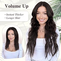 Morica Invisible Wire Hair Extensions 20 Inch Brown Black Long Wavy Synthetic Hairpiece With Transparent Wire Adjustable Size