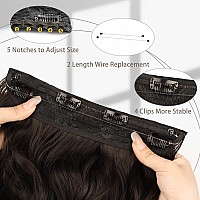 Morica Invisible Wire Hair Extensions 20 Inch Brown Black Long Wavy Synthetic Hairpiece With Transparent Wire Adjustable Size