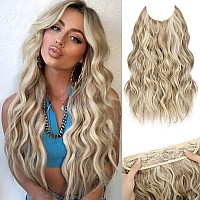 Morica Invisible Wire Hair Extensions 20 Inch Halo Hair Extension Long Wavy Synthetic Hairpiece With Transparent Wire Adjustab