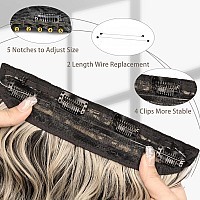 Morica Invisible Wire Hair Extensions 20 Inch Halo Hair Extensions Balck Mix Blonde Long Wavy Synthetic Hairpiece With Transpa