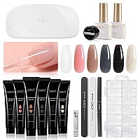 Gaoy Poly Gel Nail Kit With U V Light Starter Kit 6 Colors Nude Pink Black Builder Gel Nail Extension Kit For Beginners With Ev