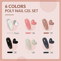 Gaoy Poly Gel Nail Kit With U V Light Starter Kit 6 Colors Nude Pink Black Builder Gel Nail Extension Kit For Beginners With Ev