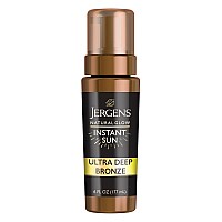 Jergens Self Tanner Natural Glow Instant Sun Sunless Tanning Mousse Quick Self Tanner Foam Ultra Deep Brozne 6 Oz