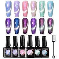 Meet Across Cat Eye Gel Polish Mermaid Glitter Nail Polish Set Soak Off Uv Led Light Magic Gel Nail Polish Kit Manicure Nail Art