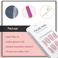 Yosomk Light Pink Press On Nails Almond Shaped Fake Nails Medium Glossy Stick On Nails Pure Color Glue On Nails Acrylic Full Cov