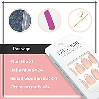 Yosomk French Tip Press On Nails Medium Almond Fake Nails With Designs Nude Stick On Acrylic Nails Glossy Full Cover False Nails