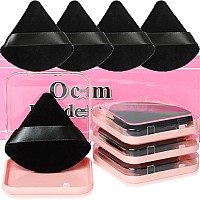 Ocim 4 Pack Triangle Powder Puffs For Face Powdersoft Velour Makeup Setting Powder Puff With Caseblack