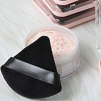 Ocim 4 Pack Triangle Powder Puffs For Face Powdersoft Velour Makeup Setting Powder Puff With Caseblack