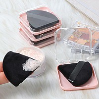 Ocim 4 Pack Triangle Powder Puffs For Face Powdersoft Velour Makeup Setting Powder Puff With Caseblack