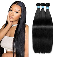 Gtlcbd Straight Bundles Human Hair 20 22 24 Inches 100 Unprocessed Brazilian Virgin Human Hair Bundles Natural Color 20 22 24