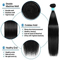 Gtlcbd Straight Bundles Human Hair 20 22 24 Inches 100 Unprocessed Brazilian Virgin Human Hair Bundles Natural Color 20 22 24