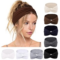 Huachi Boho Knotted Headbands Wide Nonslip Turban Hair Accessories For Women In Solid Colors