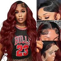 Pre Everything Glueless Wig Auburn Human Hair Wig 13X4 Auburn Lace Front Wig Human Hair 180 Density Dark Roots Reddish Brown La