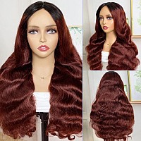 Pre Everything Glueless Wig Auburn Human Hair Wig 13X4 Auburn Lace Front Wig Human Hair 180 Density Dark Roots Reddish Brown La