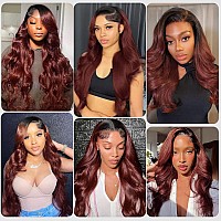 Pre Everything Glueless Wig Auburn Human Hair Wig 13X4 Auburn Lace Front Wig Human Hair 180 Density Dark Roots Reddish Brown La