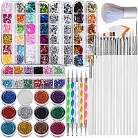 Fandamei Nail Art Brush Kit Nail Design Tools Kit With Nail Art Brushes Nail Dotting Toolsfine Glitternail Butterfly Nail G